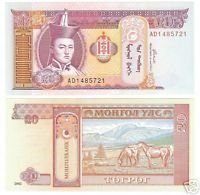 MONGOLIA 20 TUGRIC WILD HORSES UNC NOTE~FREE SHIPPING~