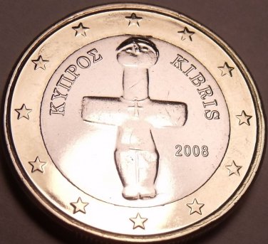 Gem Unc Bi-Metal 2008 Cyprus 1 Euro~Outstanding Bi-Metallic Coin~Free Shipping