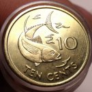 Gem Unc Roll (50 Coins) Seychelles 1997 10 Cents~Sailfish & Yellowfin Tuna~Fr/Sh