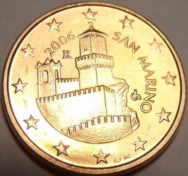 Gem Unc San Marino 2006 5 Euro Cents~Super Castle~Minted In Rome~Free Shipping