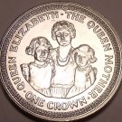Massive Gem Unc Isle Of Man 1985 Crown~The Queen Mother With Both Daughters~Fr/S
