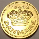 Gem Uncirculated Denmark 1996 25 Ore~Large Crown~Free Shipping