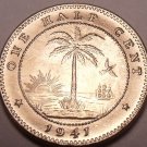 Rare Gem Unc Liberia 1941 Half Cent~Elephant Coin~Last Year Ever Minted~Free Shi
