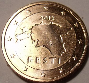 Brilliant Uncirculated Estonia 2012 1 Euro Cent~We Have Estonia Coins~Free Ship
