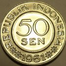 Huge Gem Unc Indonesia 1961 50 Sen~Only Coin Minted In 1961~Eagle~Free Shipping