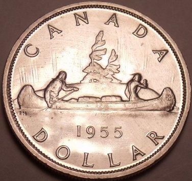 Gem Unc Silver Canada 1955 Voyageur Dollar~Mintage 268,105~Free Shipping