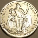 UNC FRENCH POLNESIA 1991 ONE FRANC~SEATED LIBERTY WITH TORCH~FREE SHIPPING*