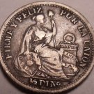 Silver Peru 1900/890 J.F. Overdate Half Dinero~Lima Mint~Free Shipping