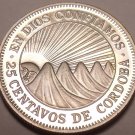 Rare Cameo Proof NicaraGua 1972 25 Centavos~Radiant Sun~20,000 Minted~Free Ship