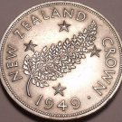 MASSIVE RARE UNC SILVER NEW ZEALAND 1949 CROWN~FREE SHI