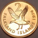 Scarce Proof Falkland Islands 1974 2 Cents~1st Year~23k Minted~Upland Goose~Fr/S