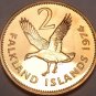 Scarce Proof Falkland Islands 1974 2 Cents~1st Year~23k Minted~Upland Goose~Fr/S