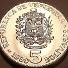 HUGE GEM UNCIRCULATED VENEZUELA 1990 5 BOLIVARES~WOW~FS