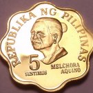 Rare Cameo Proof Philippines 1977 5 Sentimos~4,822 Minted~Free Shipping