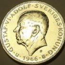 MASSIVE GEM UNC SILVER SWEDEN 1966-U 5 KRONER~FREE SHIP