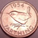 Rare Gem Unc Great Britain 1954 Farthing~Wren~Fantastic~Free Shipping Rare Gem Unc Great Britain 1954 Farthing~Wren~Fantastic~Free Shipping