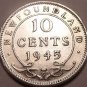 Scarce Newfoundland Silver 1945-C 10 Cents~Fantastic~Free Shipping