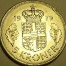 Huge Rare Unc Denmark 1979 5 Kroner~Minted In Copenhagen~Margrethe II~FS