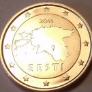 Gem Brilliant Uncirculated Estonia 2011 2 Euro Cents~Map of Estonia~Free Ship