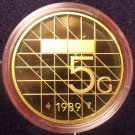 Rare Encapsulated Proof Netherlands 1989 5 Gulden~15,300 Minted~Free Shipping