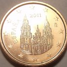 GEM UNC SPAIN 2011 ONE EURO CENT~CATHEDRAL OF SANTIAGO DE COMPOSTELA~FREE SHIP~