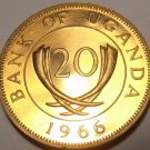 Large Rare Proof Uganda 1966 20 Cents~Only 8,250 Minted~Crossed Tusks~Free Ship Large Rare Proof Uganda 1966 20 Cents~Only 8,250 Minted~Crossed Tusks~Free Ship