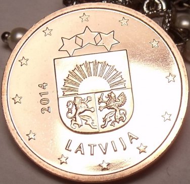 Gem Unc Lativa 2014 One Euro Cent~Lativa National Arms~Free Shipping