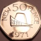 Huge Proof Guernsey 1971 50 Pence~Ducal Cap Of The Duke Of Normandy~Free Ship