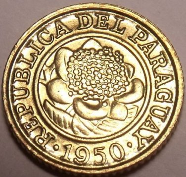 RARE PARAGUAY 1950-HF UNCIRCULATED 1 CENTAVO~FREE SHIP~