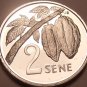 Rare Silver Proof Samoa 1974 2 Sene~Only 5,578 Minted~Nut Sprig~Free Shipping