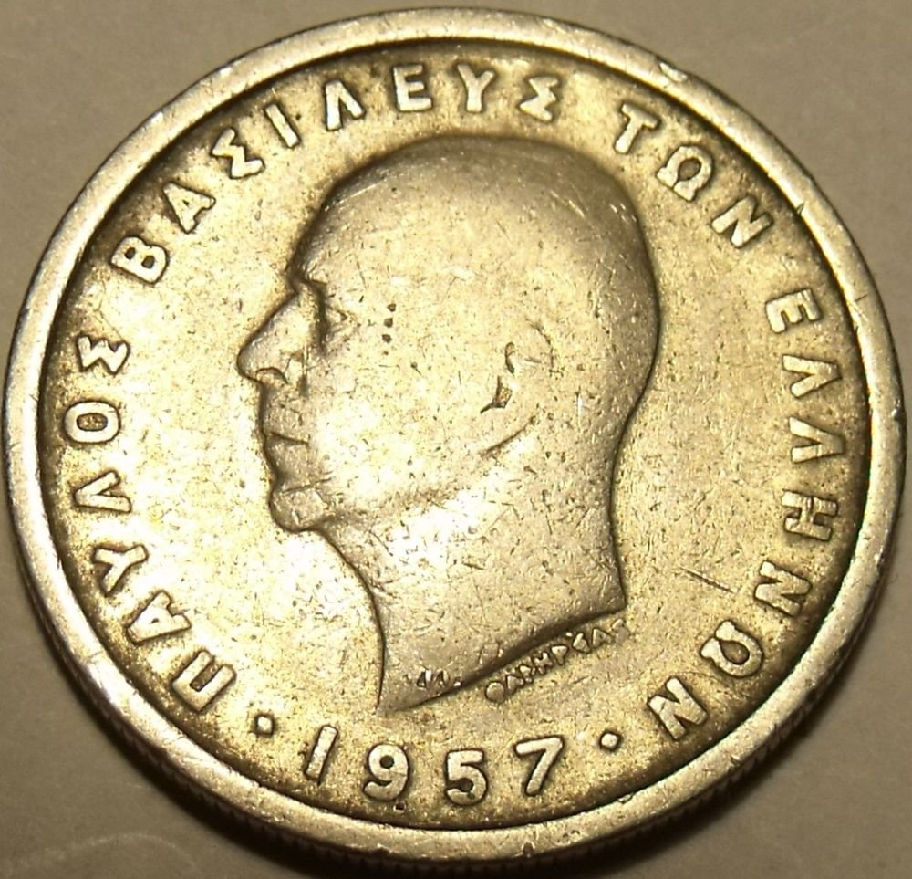 Rare Key Date Greece 1957 2 DrachmaiWe have World CoinsPaul 1stFree