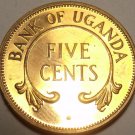 Rare Proof Uganda 1966 5 Cents~Only 8,250 Minted~Crossed Tusks~Free Shipping Rare Proof Uganda 1966 5 Cents~Only 8,250 Minted~Crossed Tusks~Free Shipping