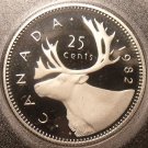 Super Cameo Proof Canada 1982 25 Cents~Caribou~180,908 Minted~Free Shipping