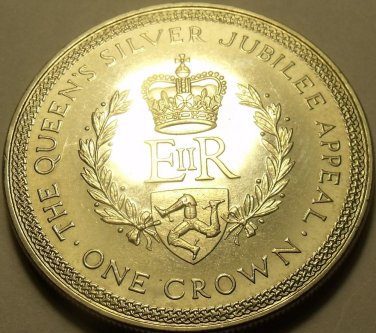 Massive Unc Isle Of Man 1977 Crown~The Queens Silver Jubilee~Free Shipping