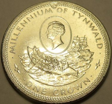 Massive Gem Unc Isle Of Man 1979 Crown~William Hillory~Millennium Of Tynwald~F/S