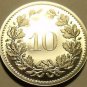 Rare Gem Cameo Proof Switzerland 1977 10 Rappen~7,030 Minted~Free Shipping~