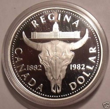 CANADA CAMEO PROOF SILVER 1982 COMMERATIVE DOLLAR~FR/SH