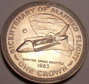 Massive Gem Unc Isle Of Man 1983 Crown~Orbiter Space Shuttle Manned Flight~Fr/Sh