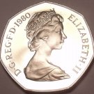 Huge Proof Great Britain 1980 50 Pence~Only 100,000 Minted~Excellent~Free Ship Huge Proof Great Britain 1980 50 Pence~Only 100,000 Minted~Excellent~Free Ship