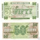 BRITISH ARM FORCES 50 PENCE GEM UNC 6TH SERIES NOTE~F/S