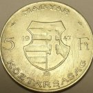 HUGE SILVER HUNGARY 1947-BP 5 FORINT~WOW~FREE SHIPPING~