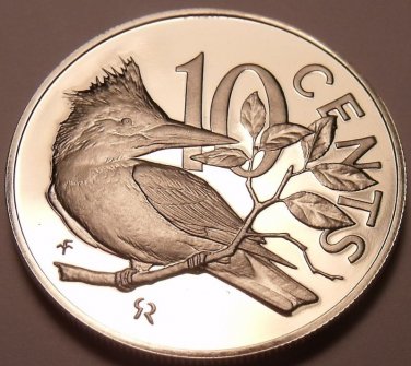 Cameo Proof British Virgin Islands 1973 10 Cents~1st Year~Kingfisher~Free Ship