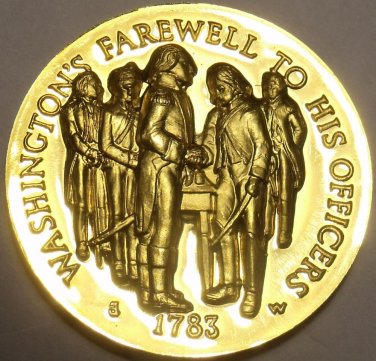 PROOF LONGINES WITTNAUER 24K GOLD PLATED MEDALLION~WASHINGTONS FAREWELL~FREE SHI