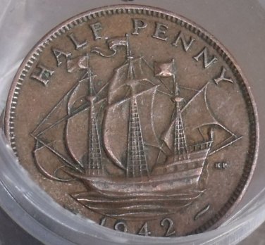 FULL ROLL(20) CIRCULATED OLD GREAT BRITAIN HALF PENNYS~ALL 1940'S~FREE SHIPPING~