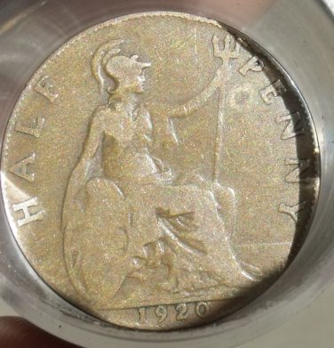 FULL ROLL(20) CIRCULATED OLD GREAT BRITAIN HALF PENNYS~1901-1935~FREE SHIPPING~