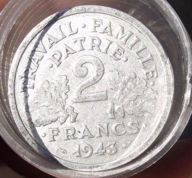 FULL ROLL(20) CIRCULATED LARGE FRANCE 2 FRANCS COINS~ALL PRE-1950~FREE SHIPPING~