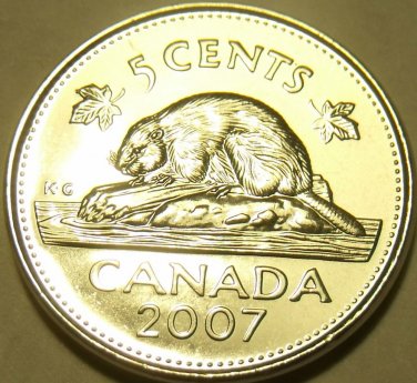 Gem Unc Canada 2007 Beaver Nickel~We Have Unc Canadian Coins~Free Shipping