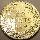 Rare Proof Liberia 1969 25 Cents~Extreme Low Mintage Of 5,056~Free Shipping