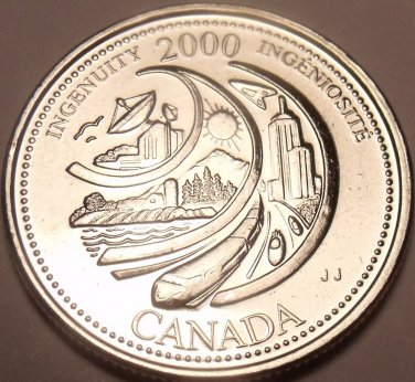 Gem Unc Canada 2000 Quarter Minted to commemorate the Millenium~Ingenuity~Fr/Shi