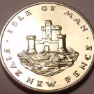 Rare Proof Isle Of Man 1971 5 Pence~Only 10,000 Minted~Castle On a Hill~Free/Shi